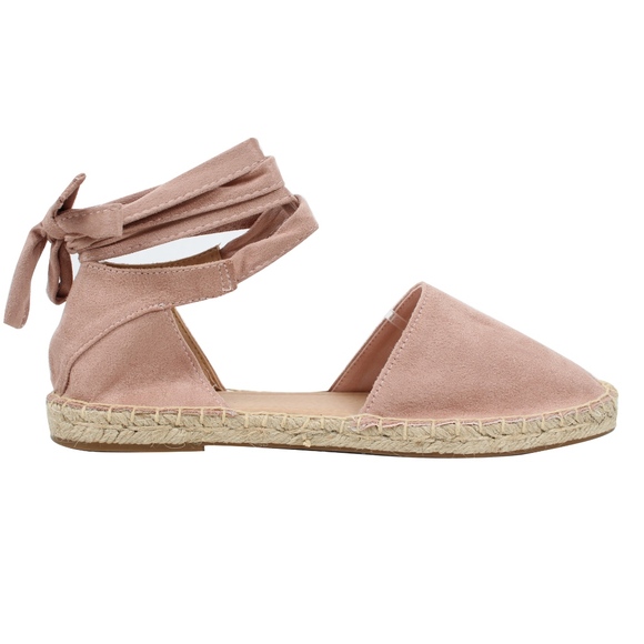 Size 8 Mauve Crochet Espadrille Ankle Wrap Tie - Picture 3 of 4